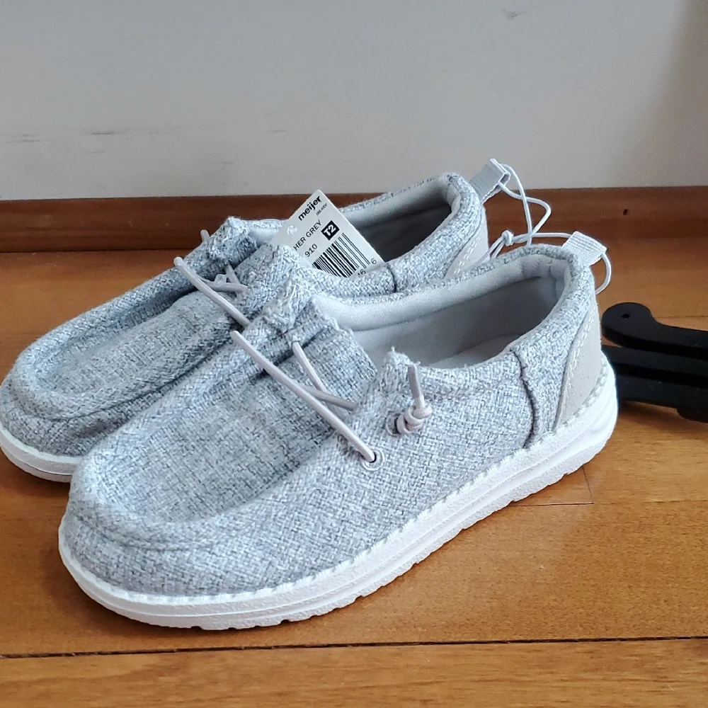 Boys Falls Creek Gray Rusher Slip On Moccasins Casual Loafers Size 10 12 1 3 NWT